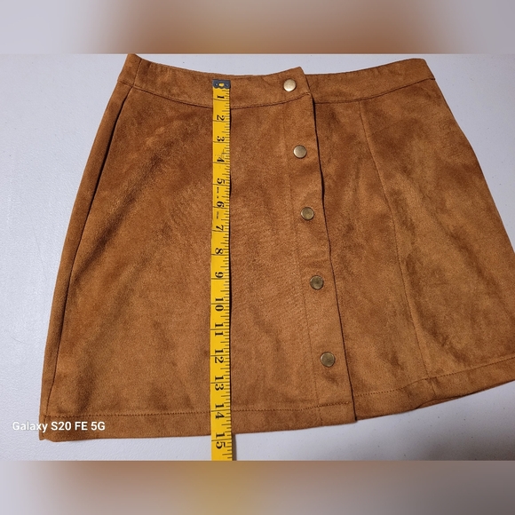 Primark Women's Faux Suede Button-Up A line Mini Skirt Copper Size 6 - Picture 4 of 8